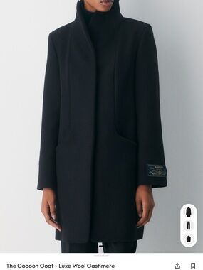 Aritzia Black Cocoon-Style Wool-Cashmere Coat
